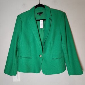 NWT Ann Taylor Kelly Green Tweed Single Button Blazer Women's Size 12